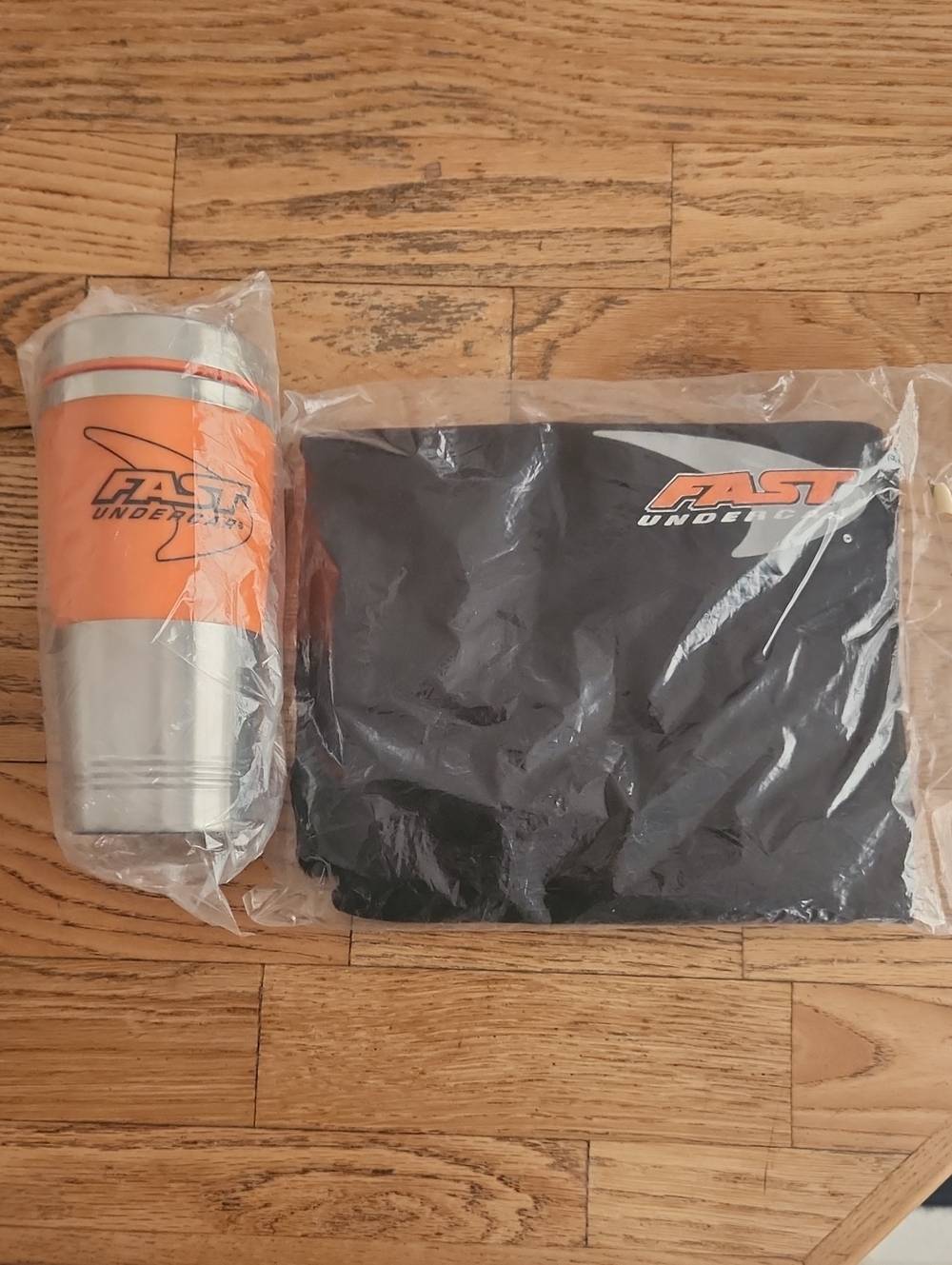 Hanes Black T-Shirt with Orange and Silver FAST Underwear Logo